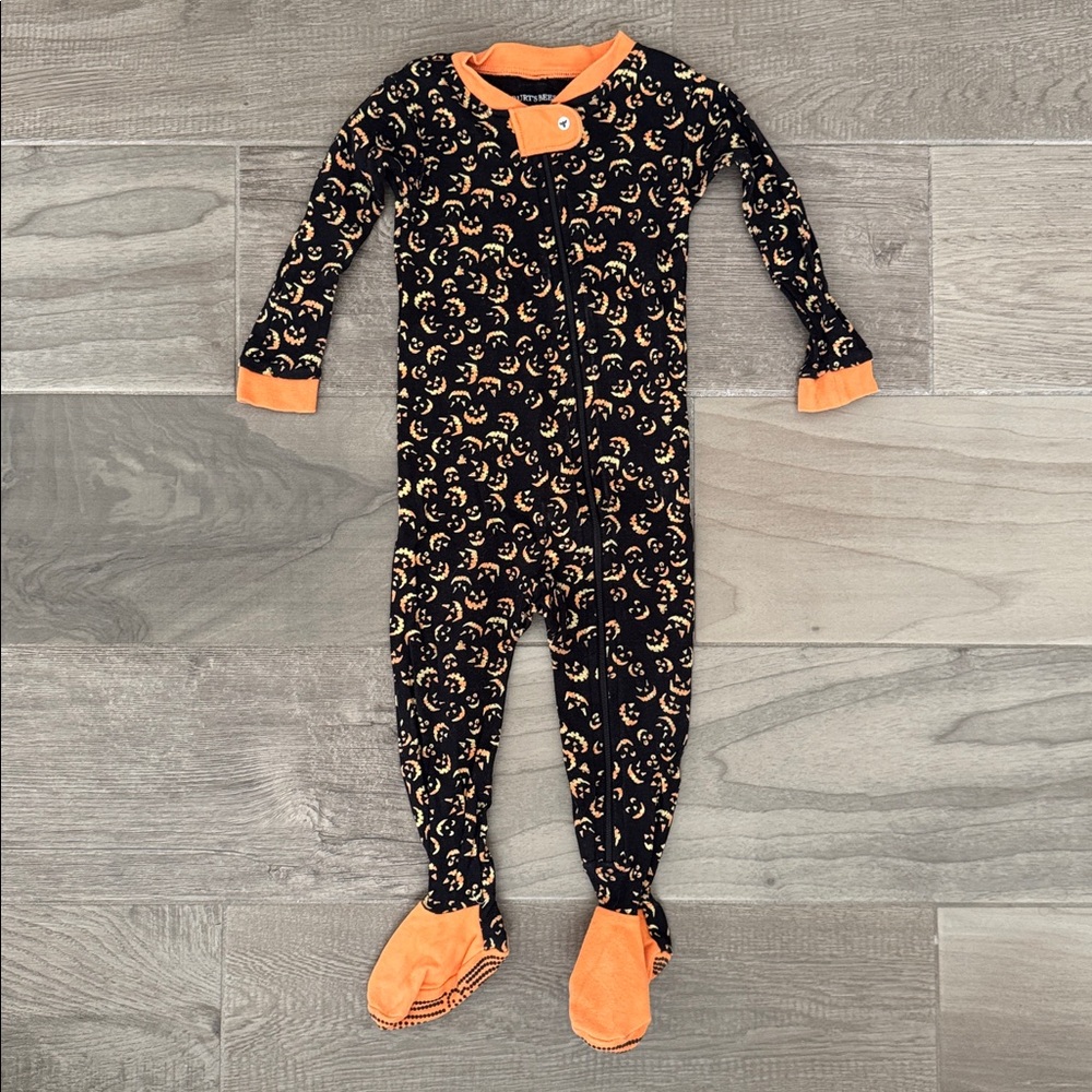 Burt’s Bees Baby Pajamas Halloween Pumpkin Fall 12M EUC